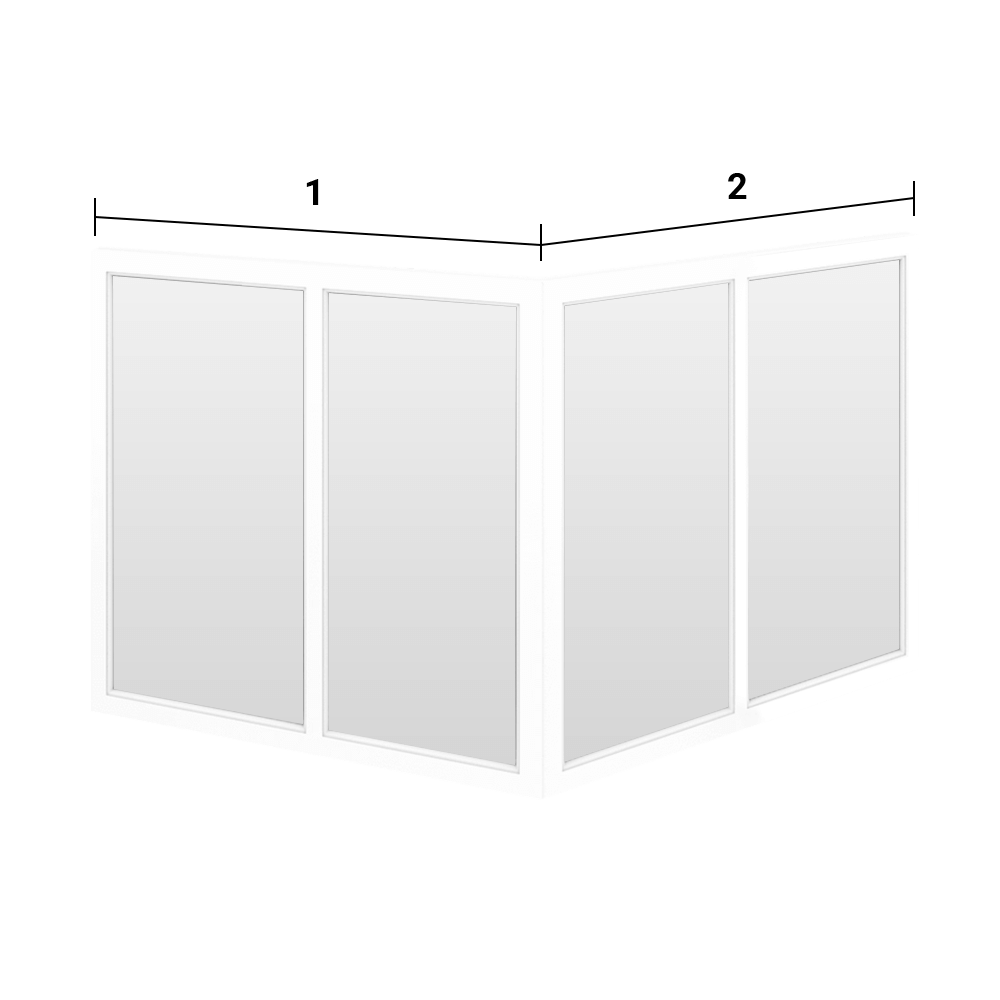 Г-образный балкон с двумя раздвижными створками