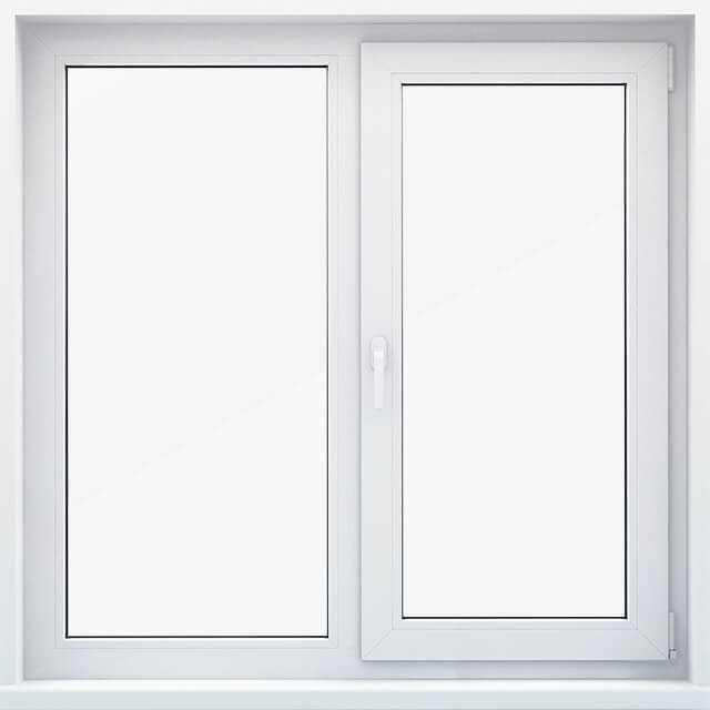 Двухстворчатое окно с глухой и поворотной створкой