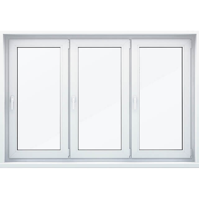 Трехстворчатое окно с двумя откидными и поворотно-откидной створками