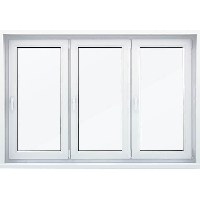 Трехстворчатое окно с двумя поворотно-откидными и поворотной створками